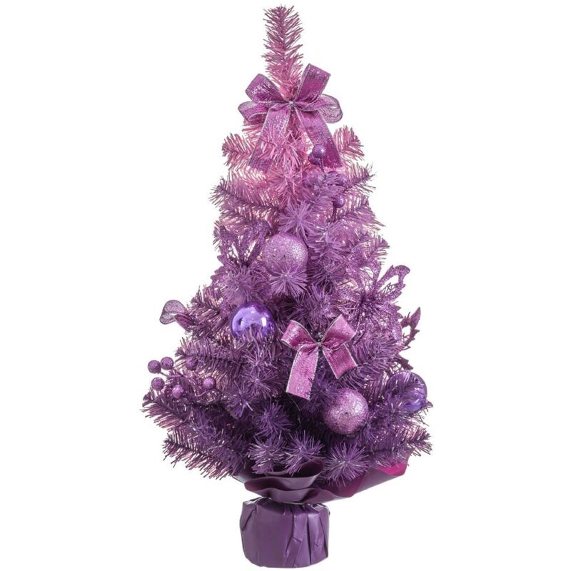 

Árbol de Navidad decorado con lazos lila de plástico PVC y PE de Ø 30x60 cm