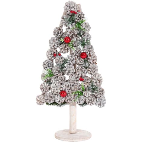 Árbol de Navidad decorativo Decoración navideña Piñas de madera 60x32x17 cm 040008329