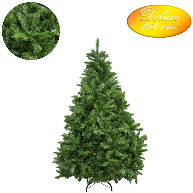 

Árbol de navidad modelo deluxe de 180 cm. de altura. con más de 1100 ramas en pvc. abeto frondoso. soporte metálico.