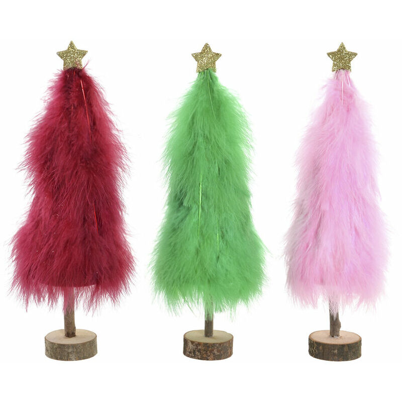 

Árbol de Navidad DKD Home Decor Con pelo Madera (3 pcs) (14 x 12 x 37 cm)