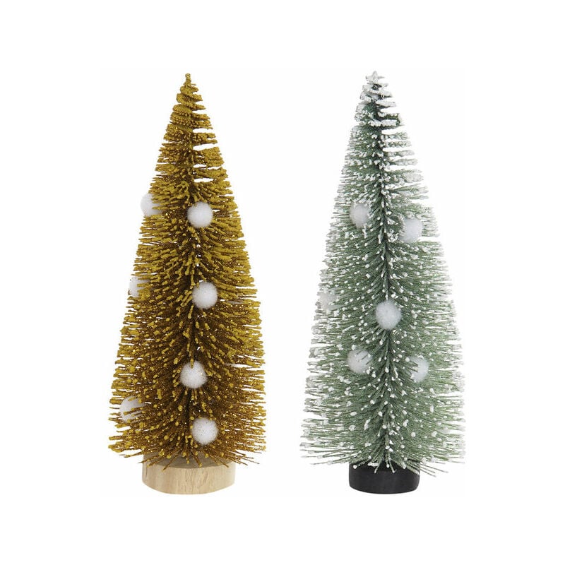 

Árbol de Navidad DKD Home Decor Poliéster Madera Pompones (2 pcs) (7 x 7 x 17 cm)