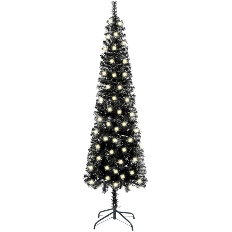 

arbol de Navidad estrecho con LED 120 cm negro