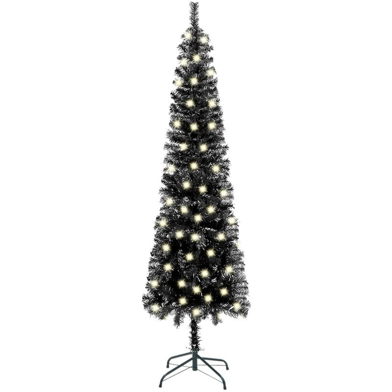 

Happyshopping - arbol de Navidad estrecho con LED 210 cm negro