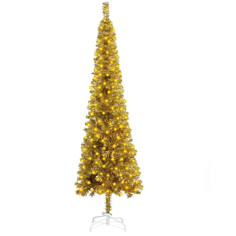 

Happyshopping - arbol de Navidad estrecho con LED dorado 240 cm