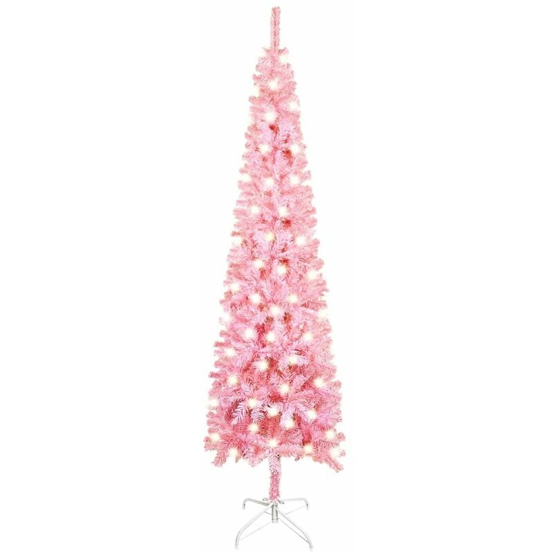

Happyshopping - arbol de Navidad estrecho con LED rosa 120 cm
