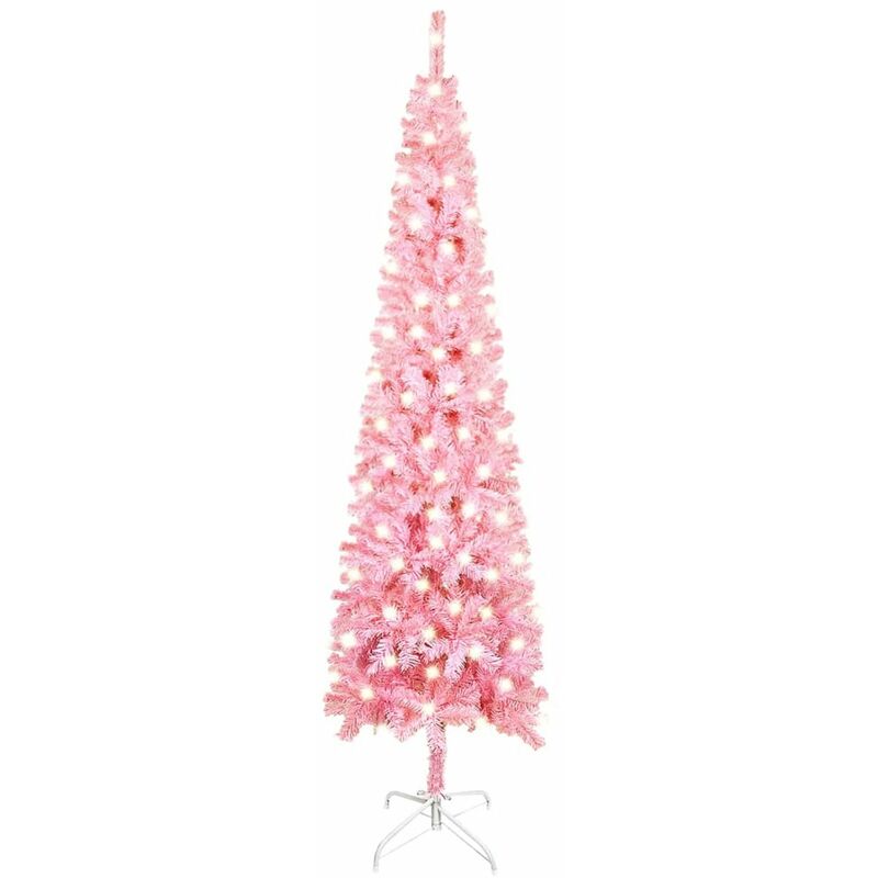 

Happyshopping - arbol de Navidad estrecho con LED rosa 210 cm