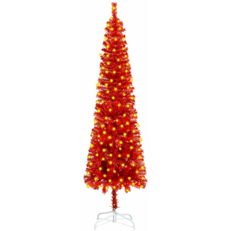 

Happyshopping - arbol de Navidad estrecho con LEDs rojo 210 cm