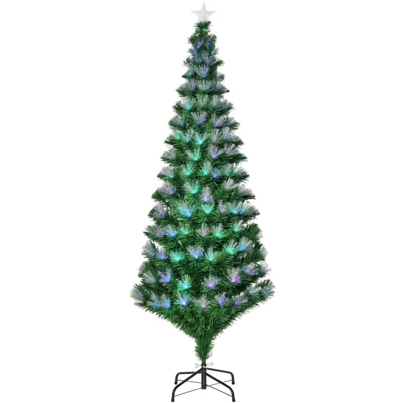 

Homcom - Arbol de Navidad Grande con Estrella Luz Multicolores Verde - Verde