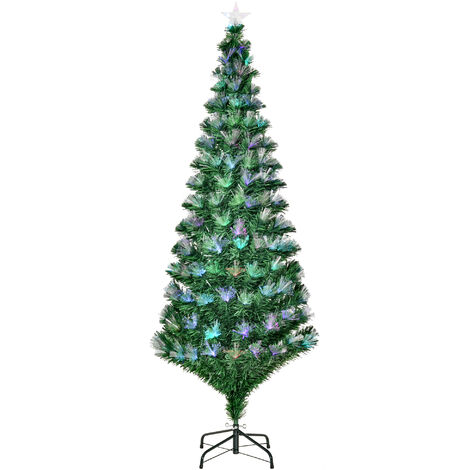 HOMCOM Arbol de Navidad Grande con Estrella Luz Multicolores Verde