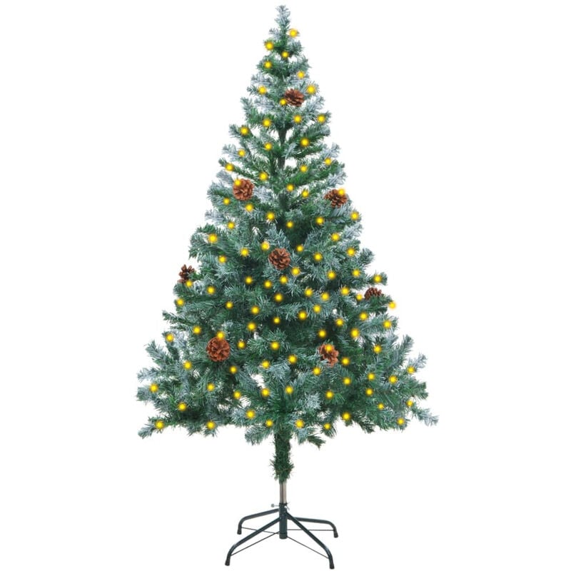 

Happyshopping - arbol de navidad glaseado con LED y pinas 150 cm