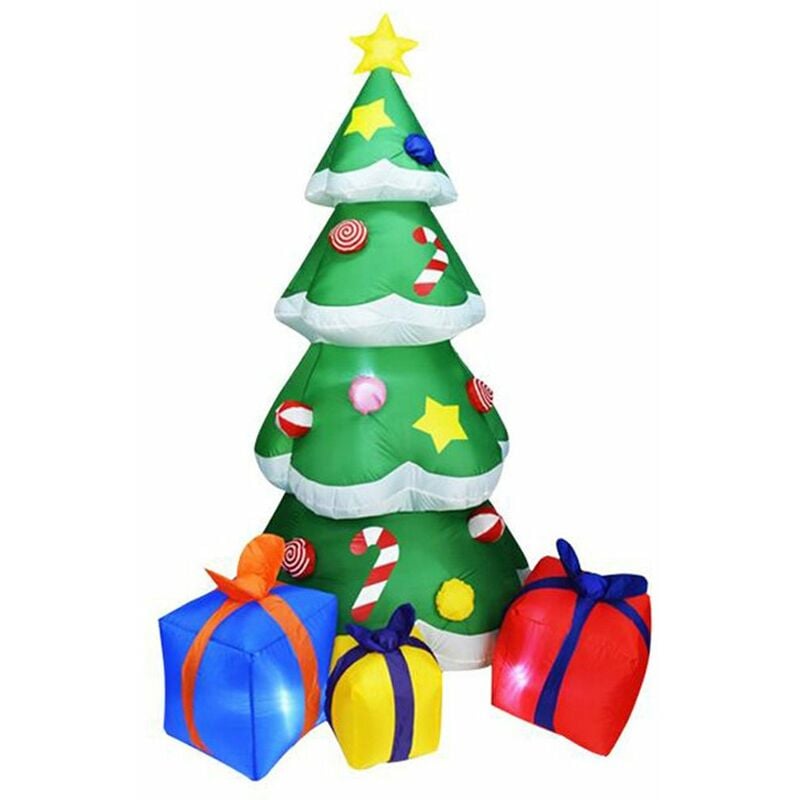 

arbol de Navidad inflable de 7 pies con cajas de regalo Patio de vacaciones Decoraciones para el hogar Luces LED Adornos para exteriores Navidad