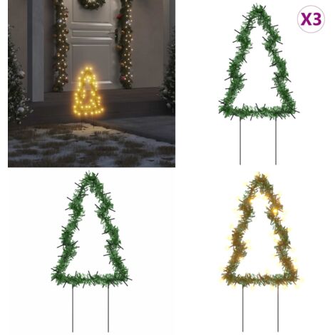 Árbol de Navidad lde uces con estacas 3 uds 50 LED 30 cm - Luces navideñas - Decoración navideña