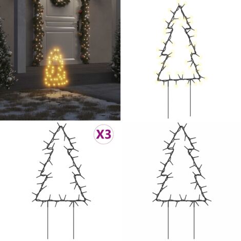 Árbol de Navidad lde uces con estacas 3 uds 50 LED 30 cm - Luces navideñas - Decoración navideña
