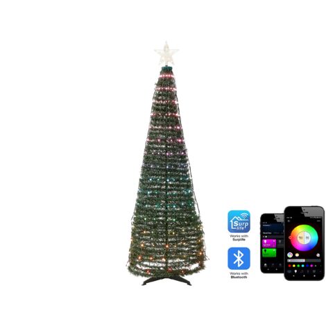 Árbol de Navidad LED con temporizador e interruptor verde 188 cm Saarloq