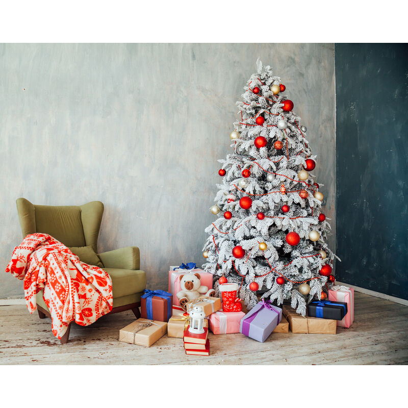 

Dmora - Árbol de Navidad 'Maria', Alto 120 cm, Blanqueado, Extrafolto, 230 ramas, 60x60x120 cm