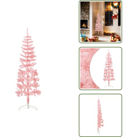 Árbol de Navidad medio - vidaXL Medio árbol de Navidad artificial con soporte rosa 150 cm - Árbol de Navidad realista