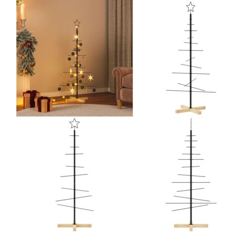 Árbol de Navidad metal negro con base de madera 120 cm - Decoración DIY - Árbol de Navidad de metal