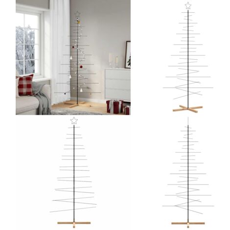 Árbol de Navidad metal negro con base de madera 210 cm - Decoración DIY - Árbol de Navidad de acero