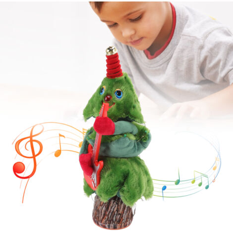 Árbol de Navidad musical y bailable con 8 canciones y luces, juguete, regalo de Navidad, 18x18x37cm, poliéster y plástico, funcionamiento continuo, funciona con pilas (AA).