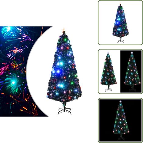 Árbol de Navidad preiluminado - vidaXL Árbol de Navidad preiluminado con soporte y LED fibra óptica 210 cm - Luces navideñas