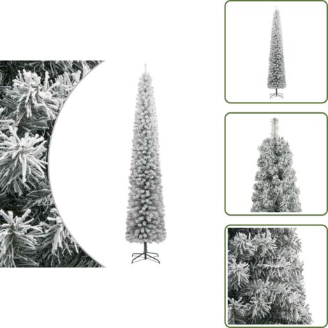Árbol de Navidad PVC - vidaXL Árbol Navidad estrecho con soporte y nieve artificial PVC 300cm - Árbol de Navidad para interiores