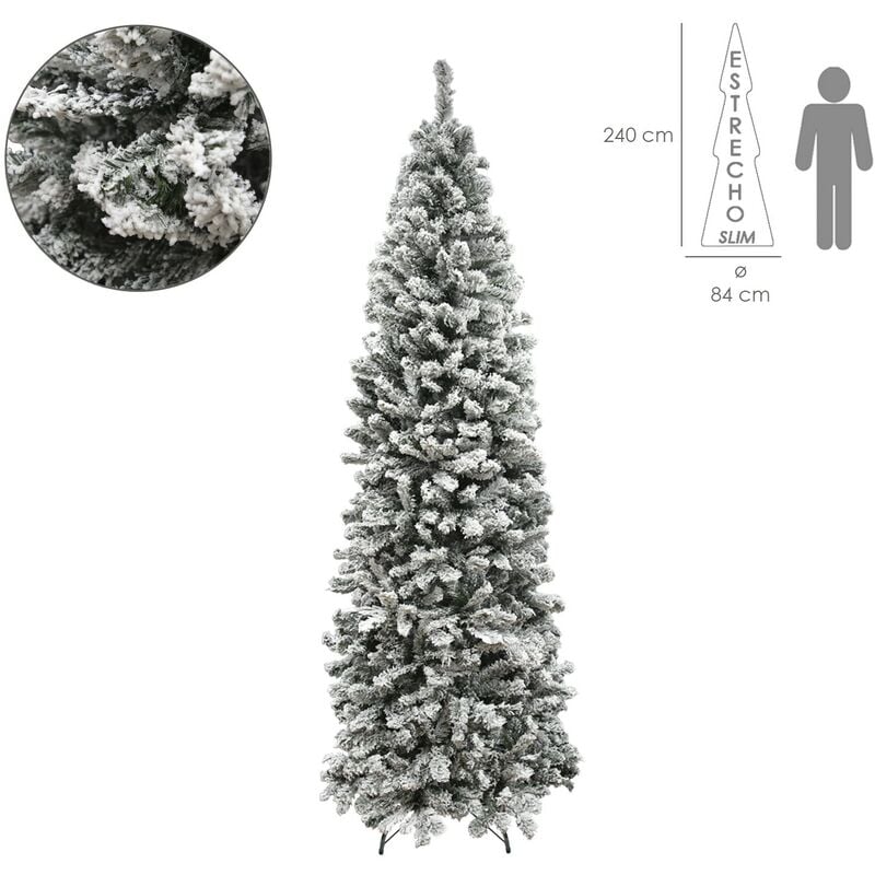 

Arbol de navidad 240 cm slim nevado estrecho 1217 ramas pvc