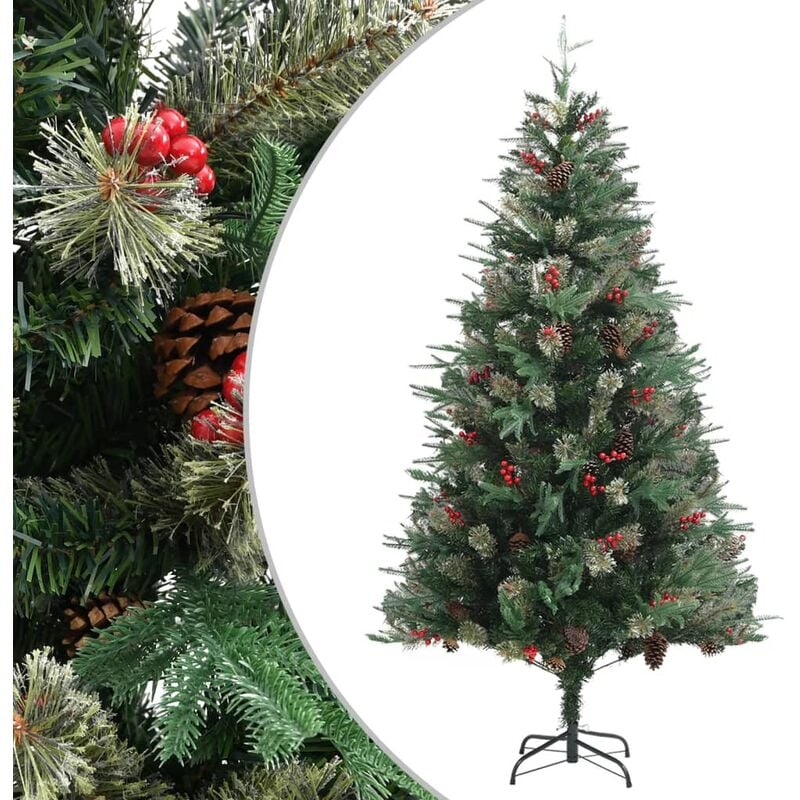 

Árbol de Navidad y piñas verde PVC y PE 195 cm