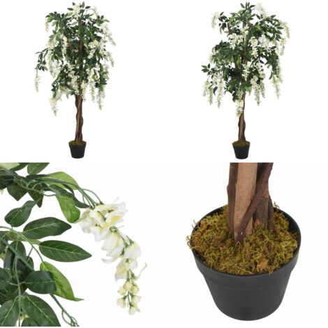 Árbol de wisteria artificial 1260 hojas verde y blanco 180 cm - Árbol de wisteria - Planta artificial