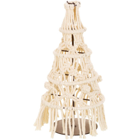 Árbol decorativo de algodón trenzado blanco d15.5x38