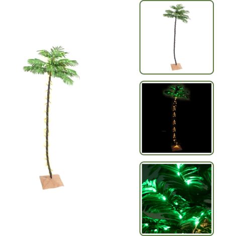 Árbol LED - vidaXL Palmera artificial con 192 LED blanco cálido 300 cm - Luces LED con USB