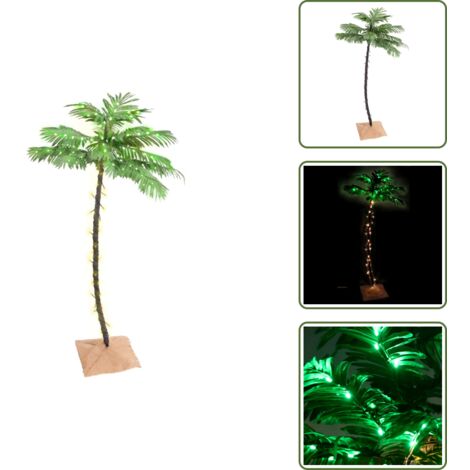 Árbol LED - vidaXL Palmera artificial con 88 LED blanco cálido 150 cm - Luces LED para casa