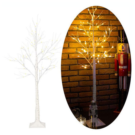 Árbol luminoso de 180 cm, abedul decorativo con luces LED para Navidad.