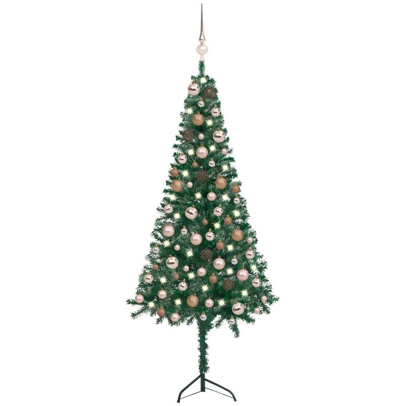 

Árbol Navidad artificial de esquina LED y bolas PVC verde 120cm