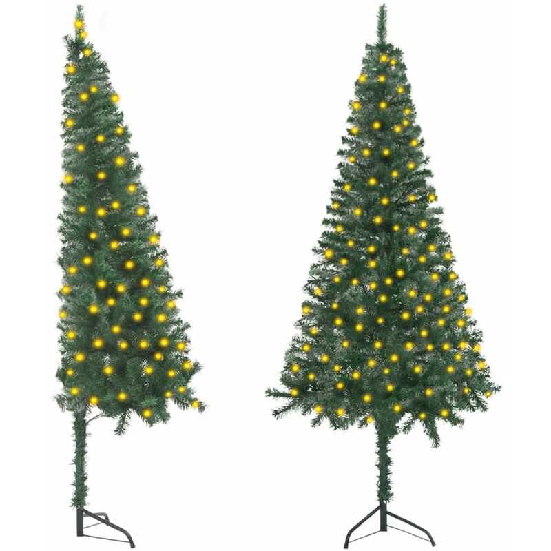 

Happyshopping - arbol Navidad artificial de esquina LED y bolas verde 210 cm