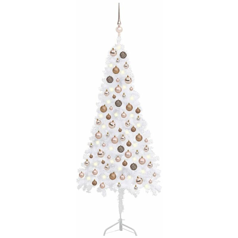 

arbol Navidad artificial esquina LED y bolas PVC blanco 120 cm