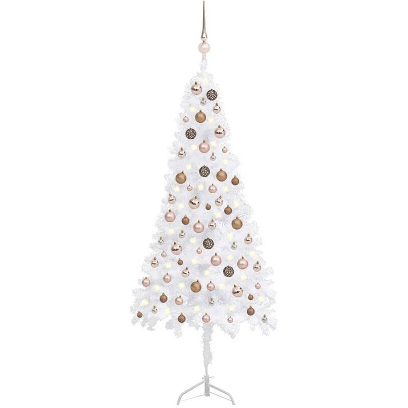 

Árbol Navidad artificial esquina LED y bolas PVC blanco 150 cm