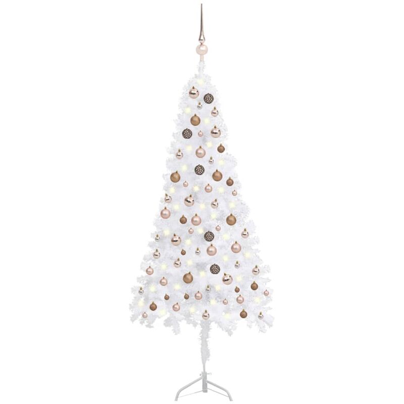 

Árbol Navidad artificial esquina LED y bolas PVC blanco 180 cm