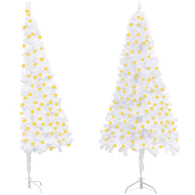 

Happyshopping - arbol Navidad artificial esquina LED y bolas PVC blanco 210 cm