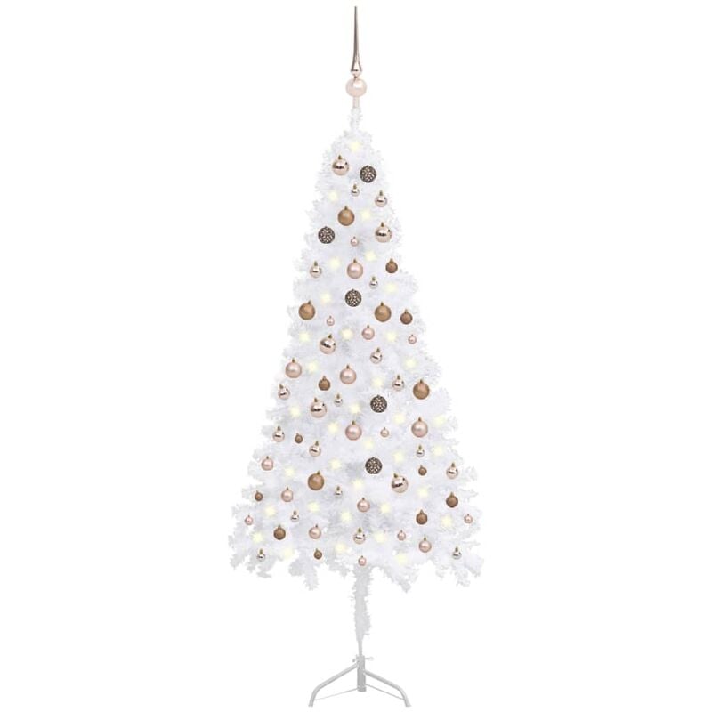 

Árbol Navidad artificial esquina LED y bolas PVC blanco 210 cm