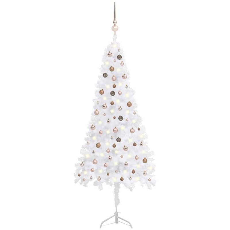 

Árbol Navidad artificial esquina LED y bolas PVC blanco 240 cm