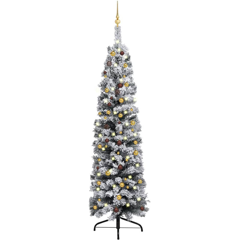 

Happyshopping - arbol Navidad artificial estrecho con LED y bolas verde 240 cm