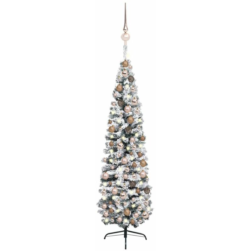 

Happyshopping - arbol Navidad artificial estrecho con LED y bolas verde 240 cm