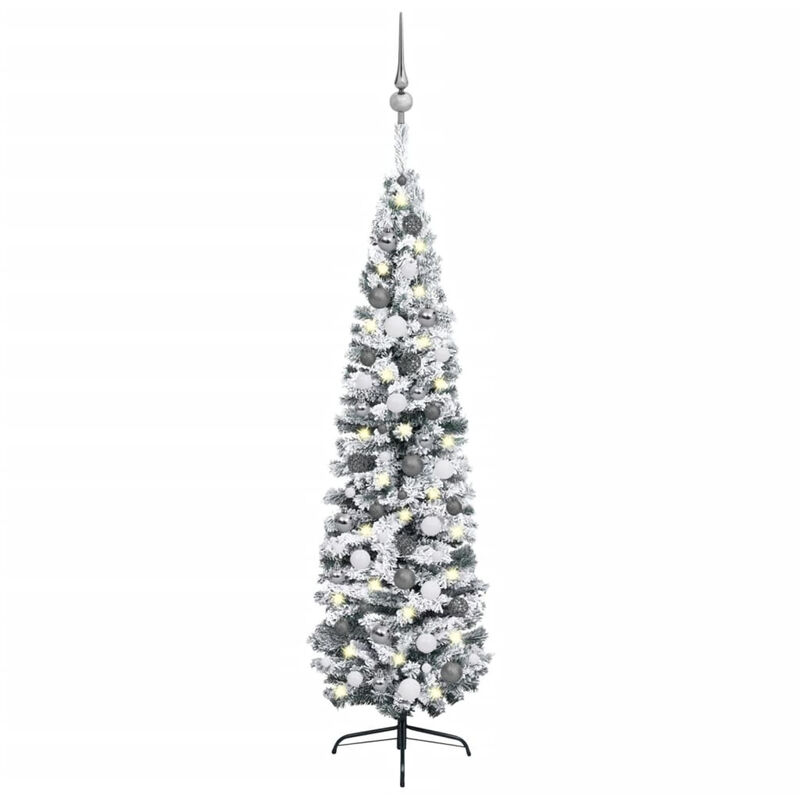 

Happyshopping - arbol Navidad artificial estrecho con LED y bolas verde 240 cm