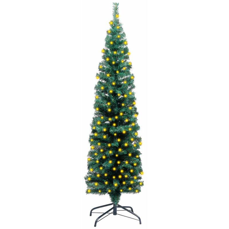 

Happyshopping - arbol Navidad artificial estrecho LED soporte PVC verde 120 cm