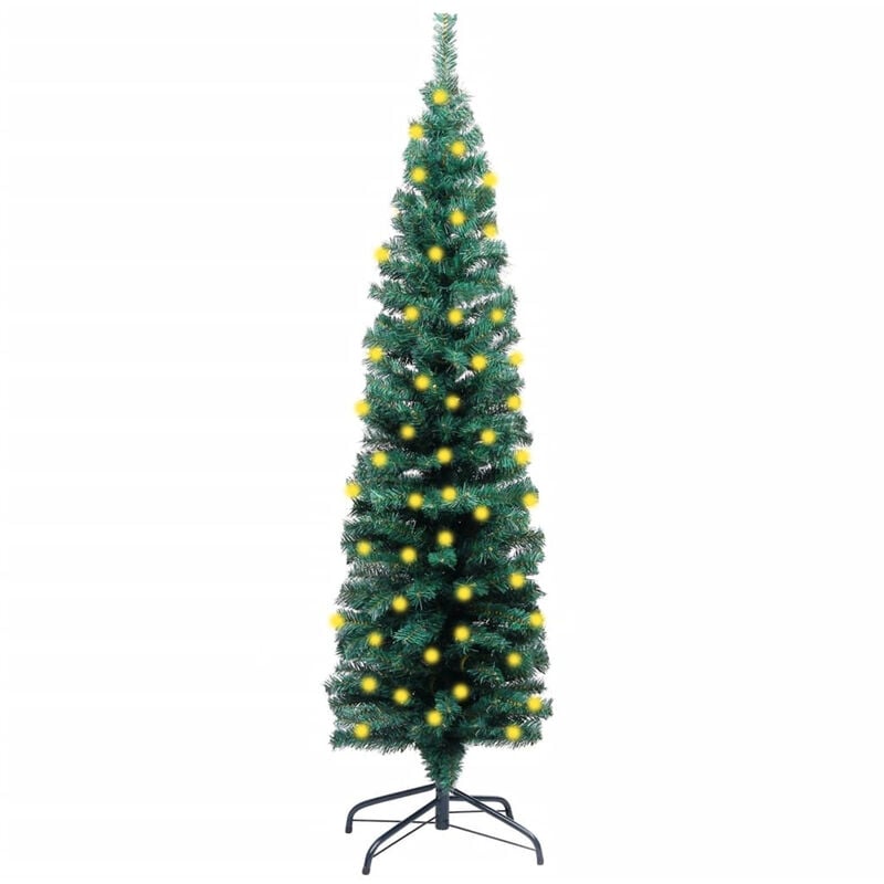 

Happyshopping - arbol Navidad artificial estrecho LED soporte PVC verde 150 cm