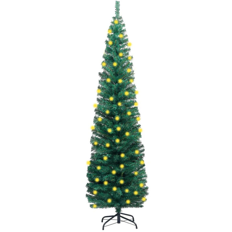 

Happyshopping - arbol Navidad artificial estrecho LED soporte PVC verde 180 cm