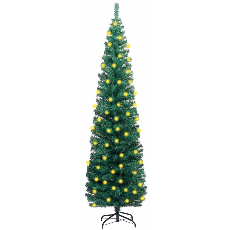 

arbol Navidad artificial estrecho LED soporte PVC verde 240 cm