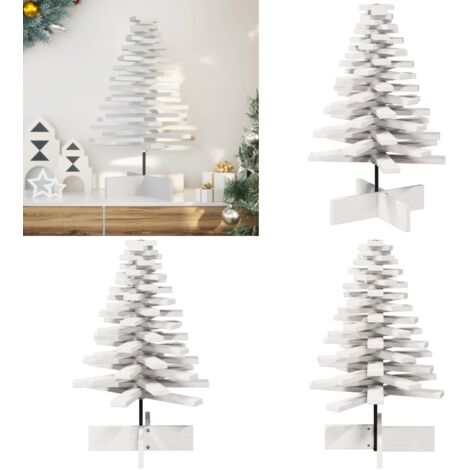 Árbol Navidad de adorno madera maciza pino blanco 80 cm - Decoración Navideña - Árbol de Navidad de Madera