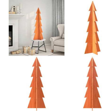 Árbol Navidad de adorno madera maciza pino marrón cera 112 cm - Decoración Navideña - Árbol de madera