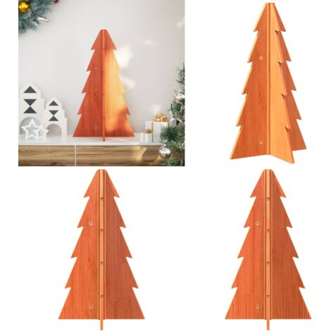 Árbol Navidad de adorno madera maciza pino marrón cera 69,5 cm - Decoración Navideña - Árbol de madera